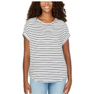 *BUFFALO David Bitton Ladies' Crewneck Short Sleeve Top White/Black XS